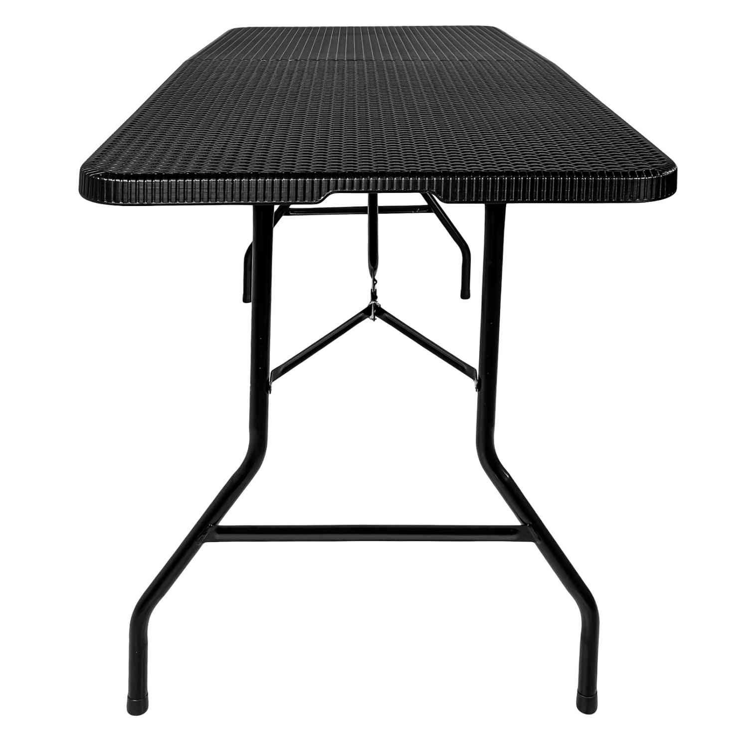 Mesa Plegable Jardimex Rattan Negra Portafolio 1.84 m