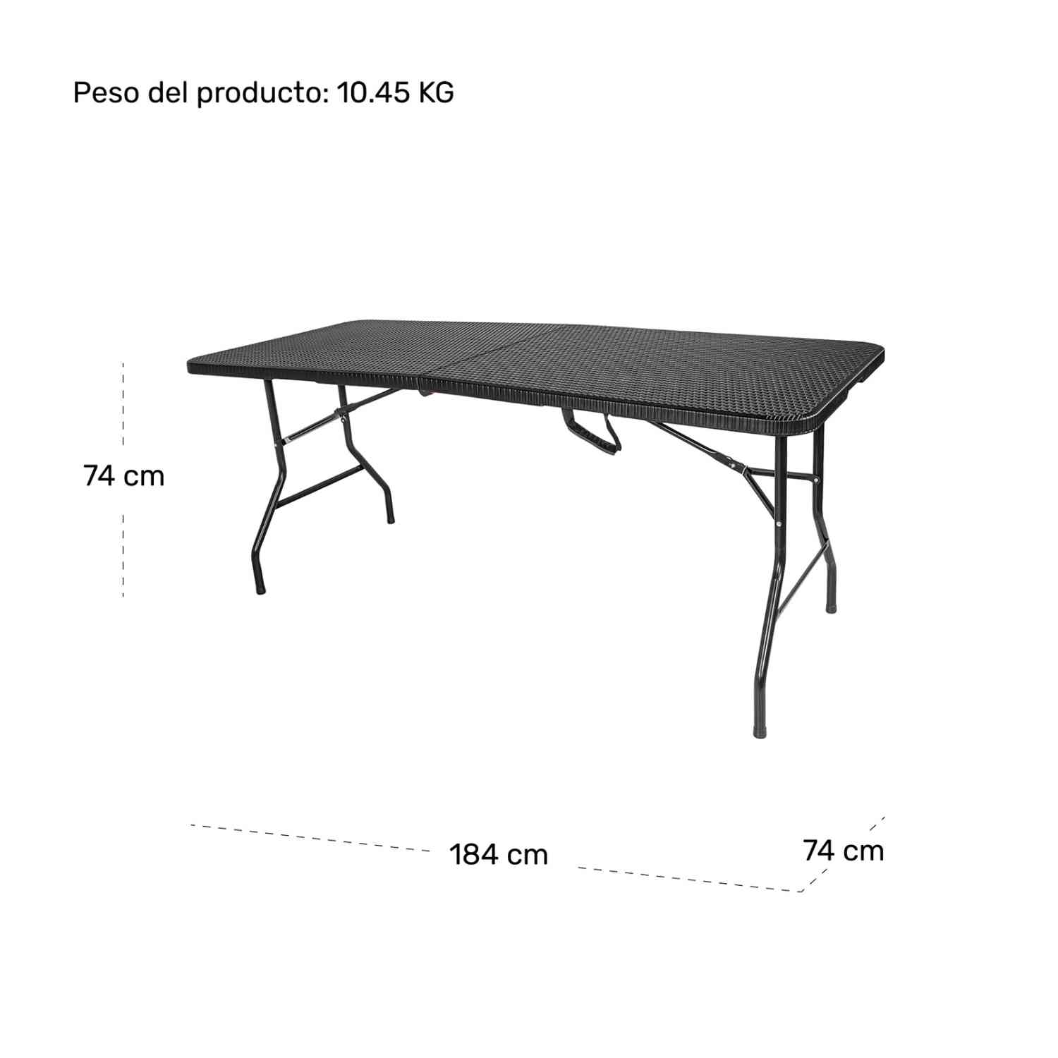 Foto 8 pulgar | Mesa Plegable Jardimex Rattan Negra Portafolio 1.84 m