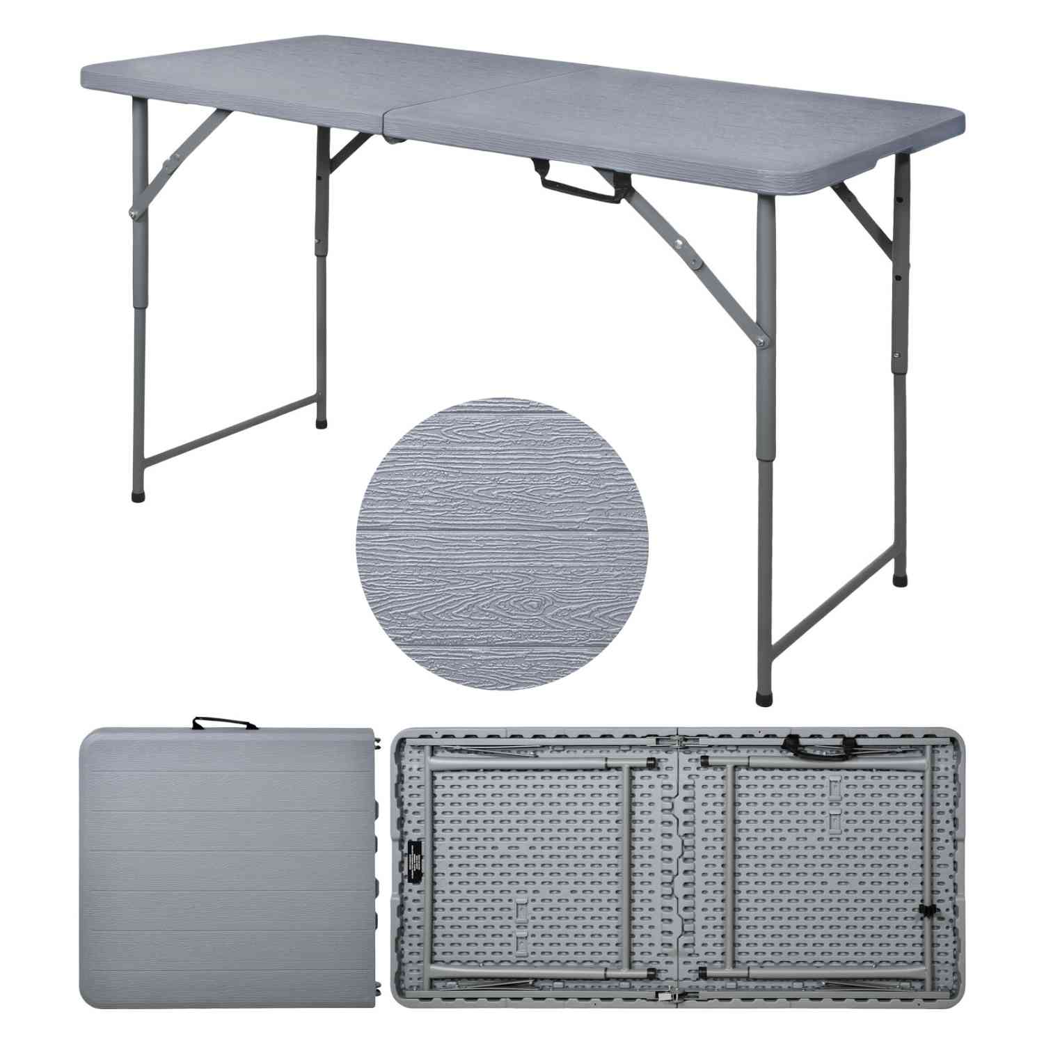 Foto 2 | Mesa Plegable Jardimex 122 cm Portátil Portafolio Tipo Madera Gris