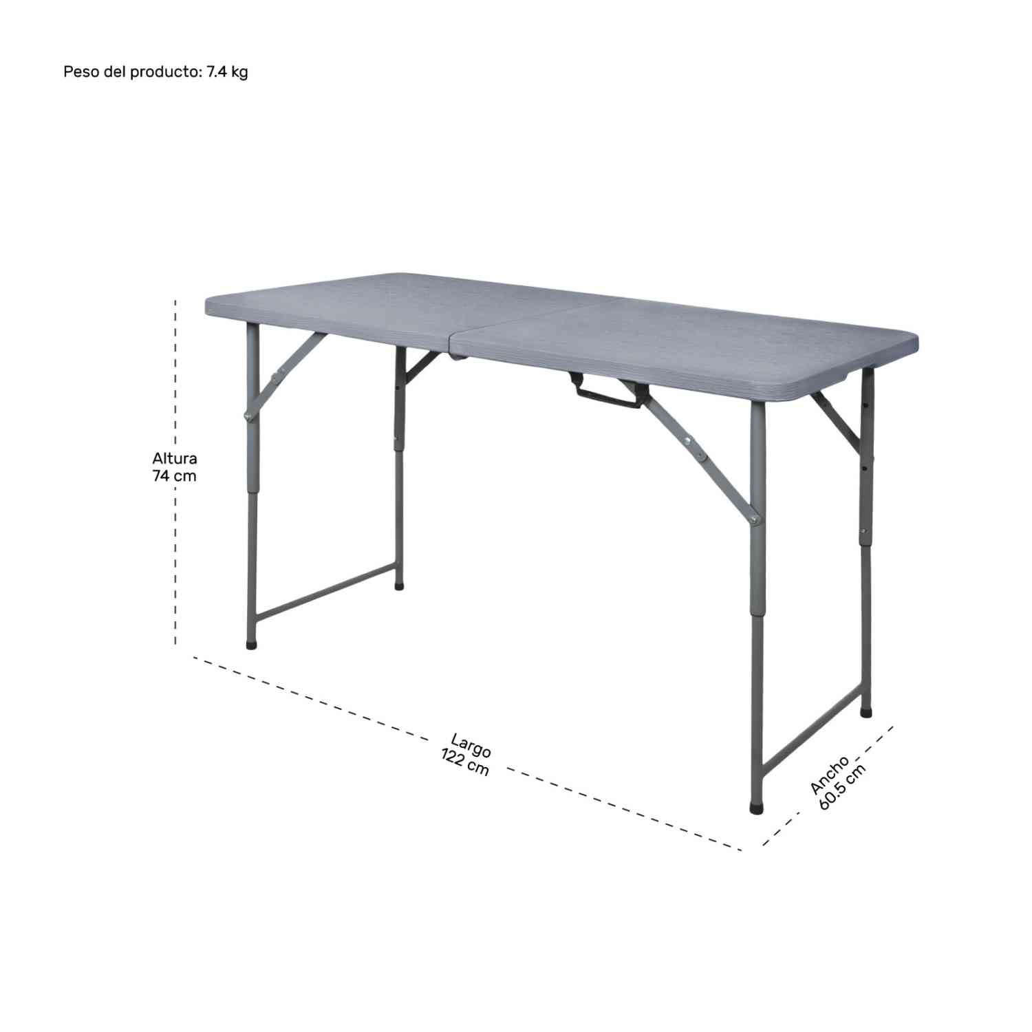 Foto 6 pulgar | Mesa Plegable Jardimex 122 cm Portátil Portafolio Tipo Madera Gris