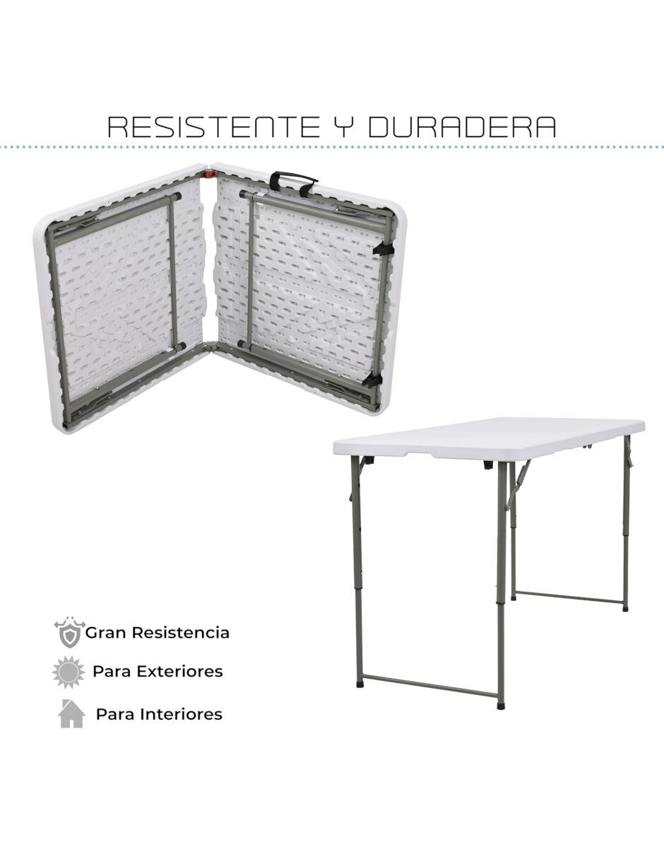 Foto 3 | Mesa Tablon Plegable Jardín Exterior Portátil Portafolio 122cm Color Blanco