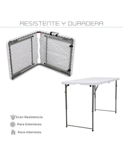Foto 3 | Mesa Tablon Plegable Jardín Exterior Portátil Portafolio 122cm Color Blanco