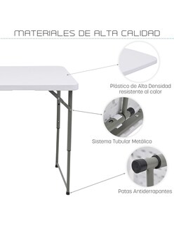 Foto 5 | Mesa Tablon Plegable Jardín Exterior Portátil Portafolio 122cm Color Blanco