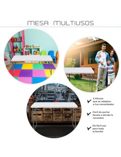 Foto 8 | Mesa Tablon Plegable Jardín Exterior Portátil Portafolio 122cm Color Blanco