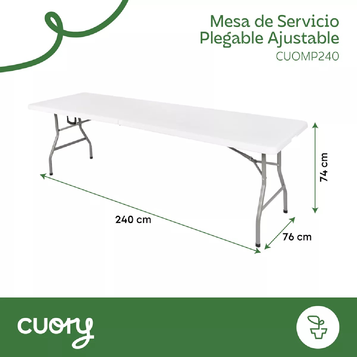 Foto 3 pulgar | Mesa Plegable Portátil 2.40m De Plástico Tipo Portafolio