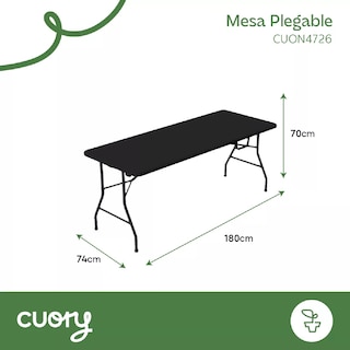 Foto 2 | Mesa Plegable Plástico Tipo Portafolio 1.80m Portátil Jardín Negro