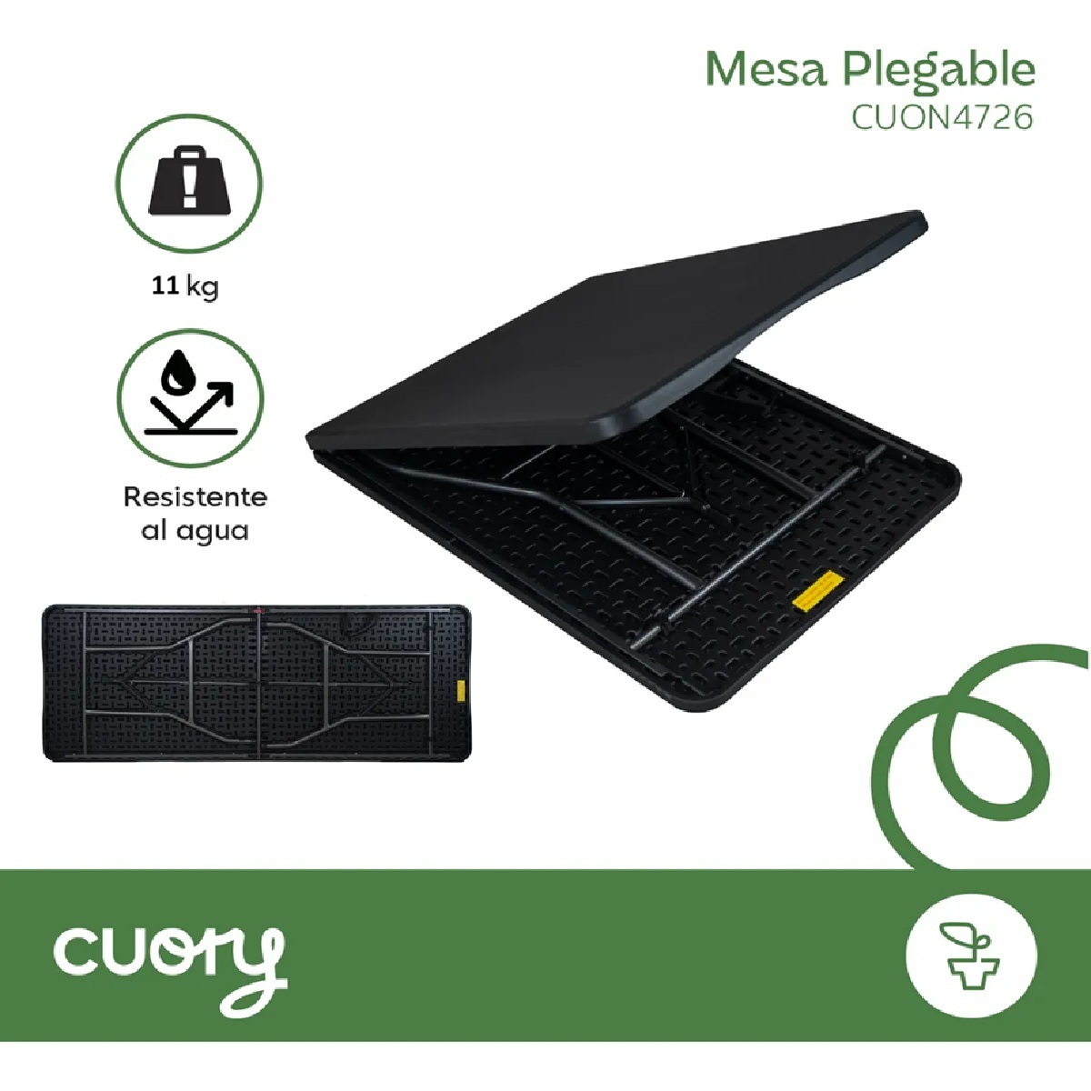Foto 4 pulgar | Mesa Plegable Plástico Tipo Portafolio 1.80m Portátil Jardín Negro
