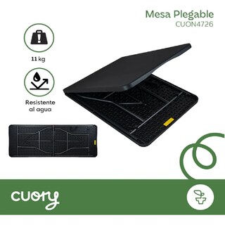 Foto 3 | Mesa Plegable Plástico Tipo Portafolio 1.80m Portátil Jardín Negro