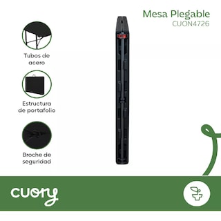 Foto 4 | Mesa Plegable Plástico Tipo Portafolio 1.80m Portátil Jardín Negro