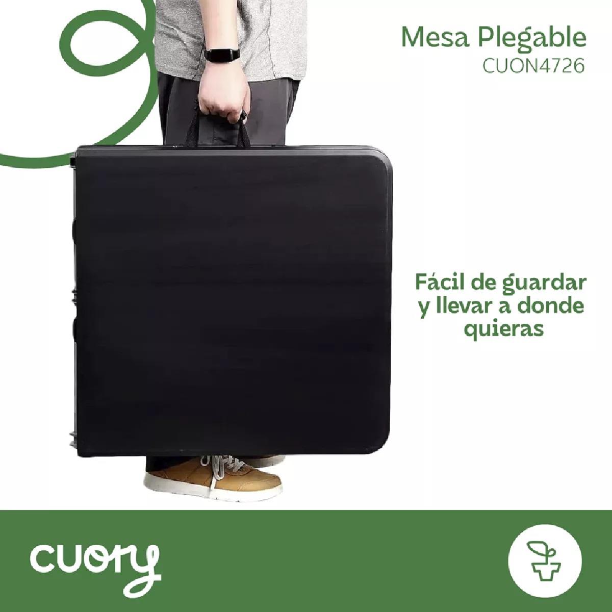 Foto 6 pulgar | Mesa Plegable Plástico Tipo Portafolio 1.80m Portátil Jardín Negro