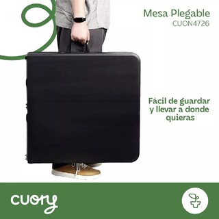 Foto 5 | Mesa Plegable Plástico Tipo Portafolio 1.80m Portátil Jardín Negro
