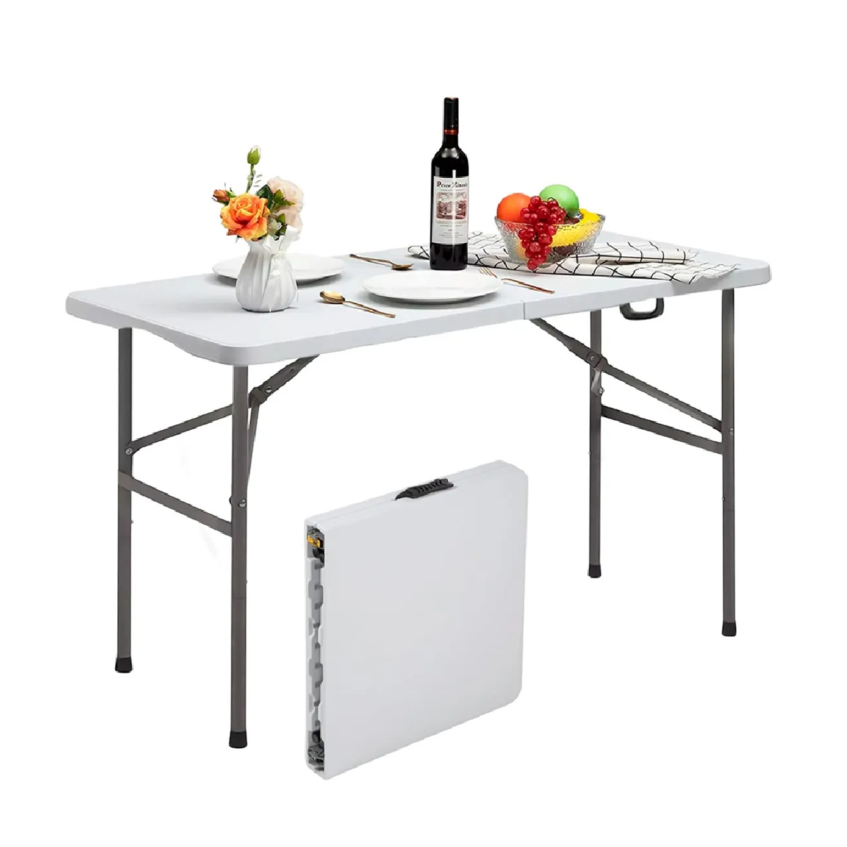 Mesa Plegable 120cm Exterior Jardín Plástico Tipo Portafolio