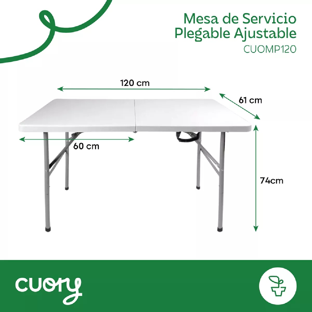 Foto 3 pulgar | Mesa Plegable 120cm Exterior Jardín Plástico Tipo Portafolio