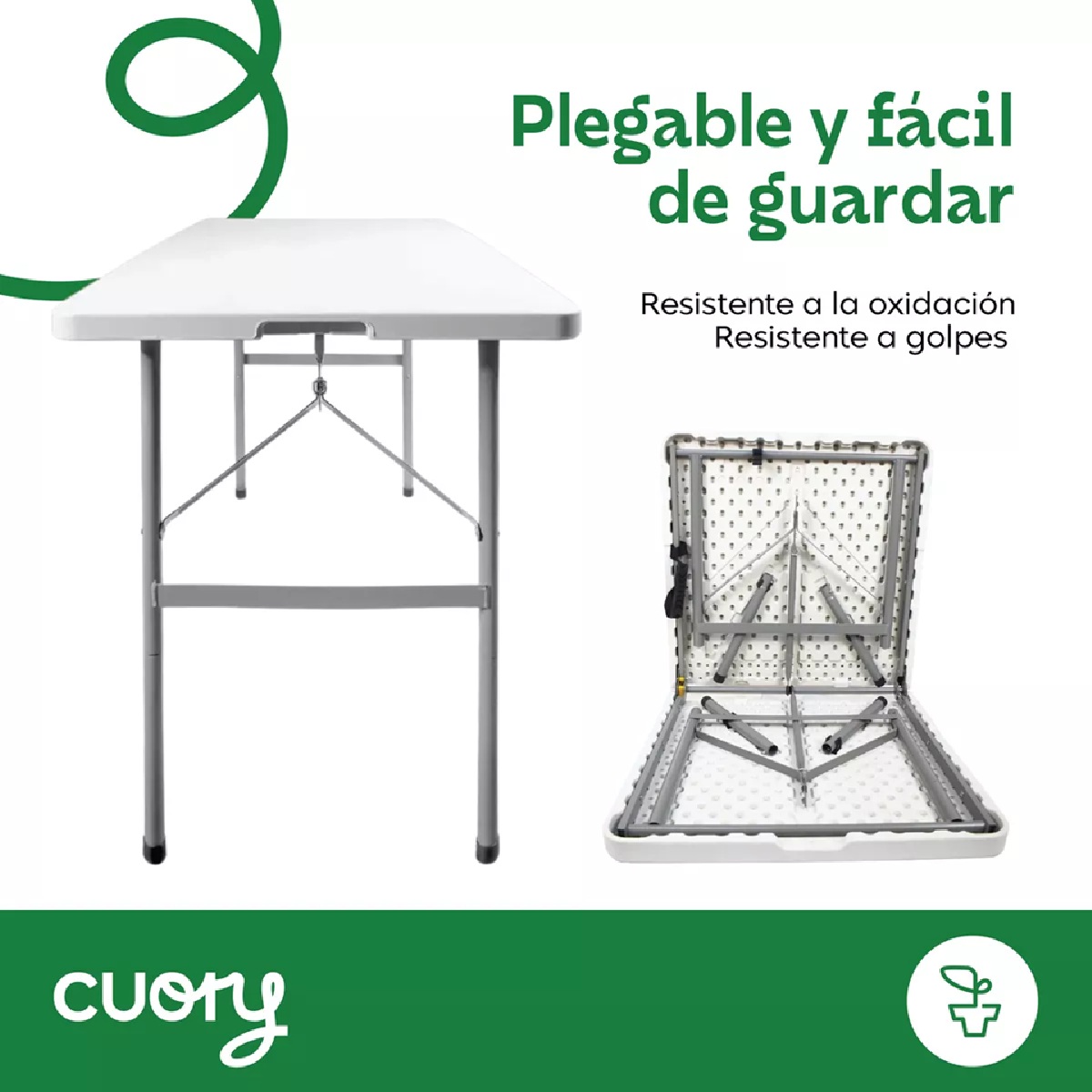 Foto 5 | Mesa Plegable 120cm Exterior Jardín Plástico Tipo Portafolio