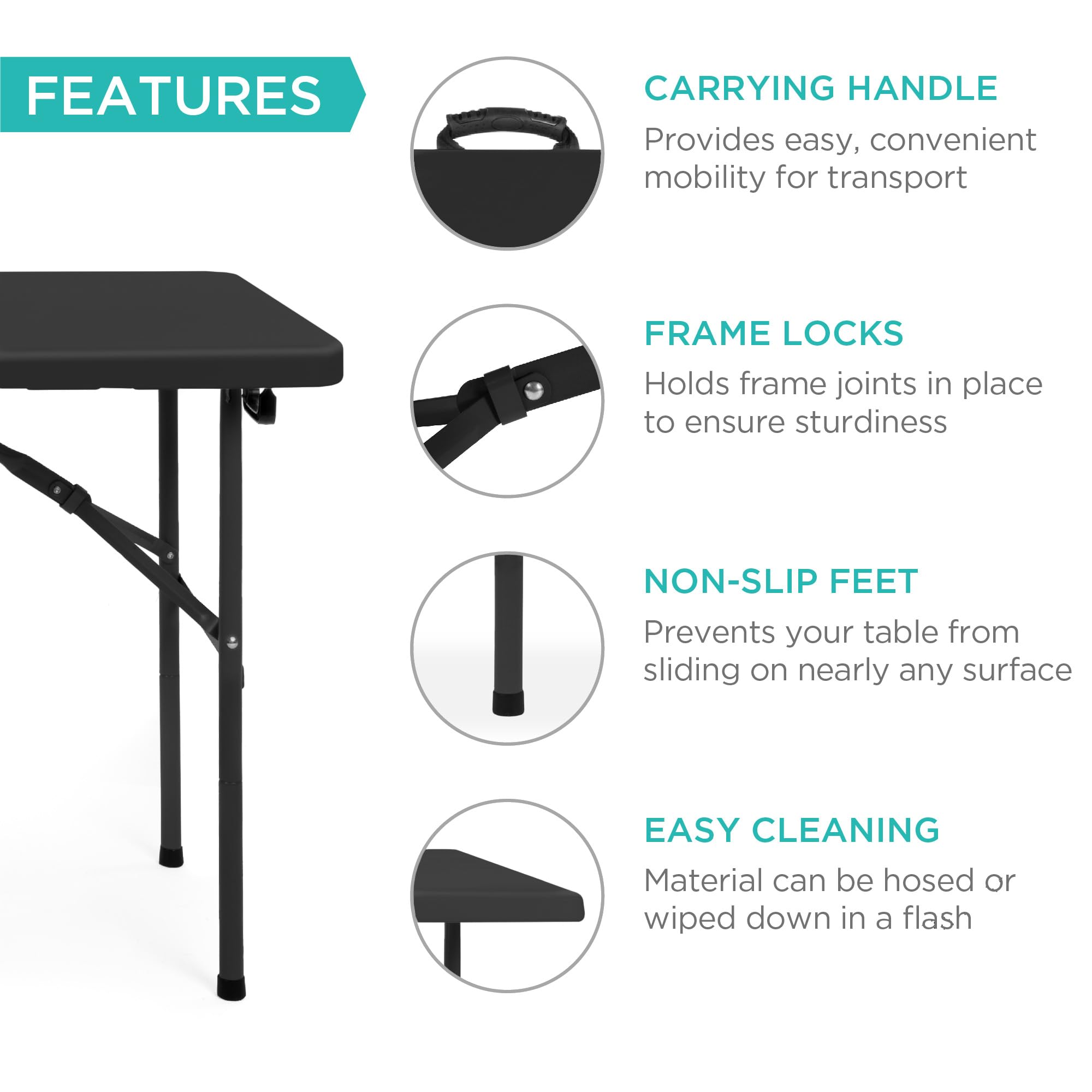 Foto 7 pulgar | Mesa Plegable Best Choice Products De Plástico De 4 Pies Con Asa - Venta Internacional.