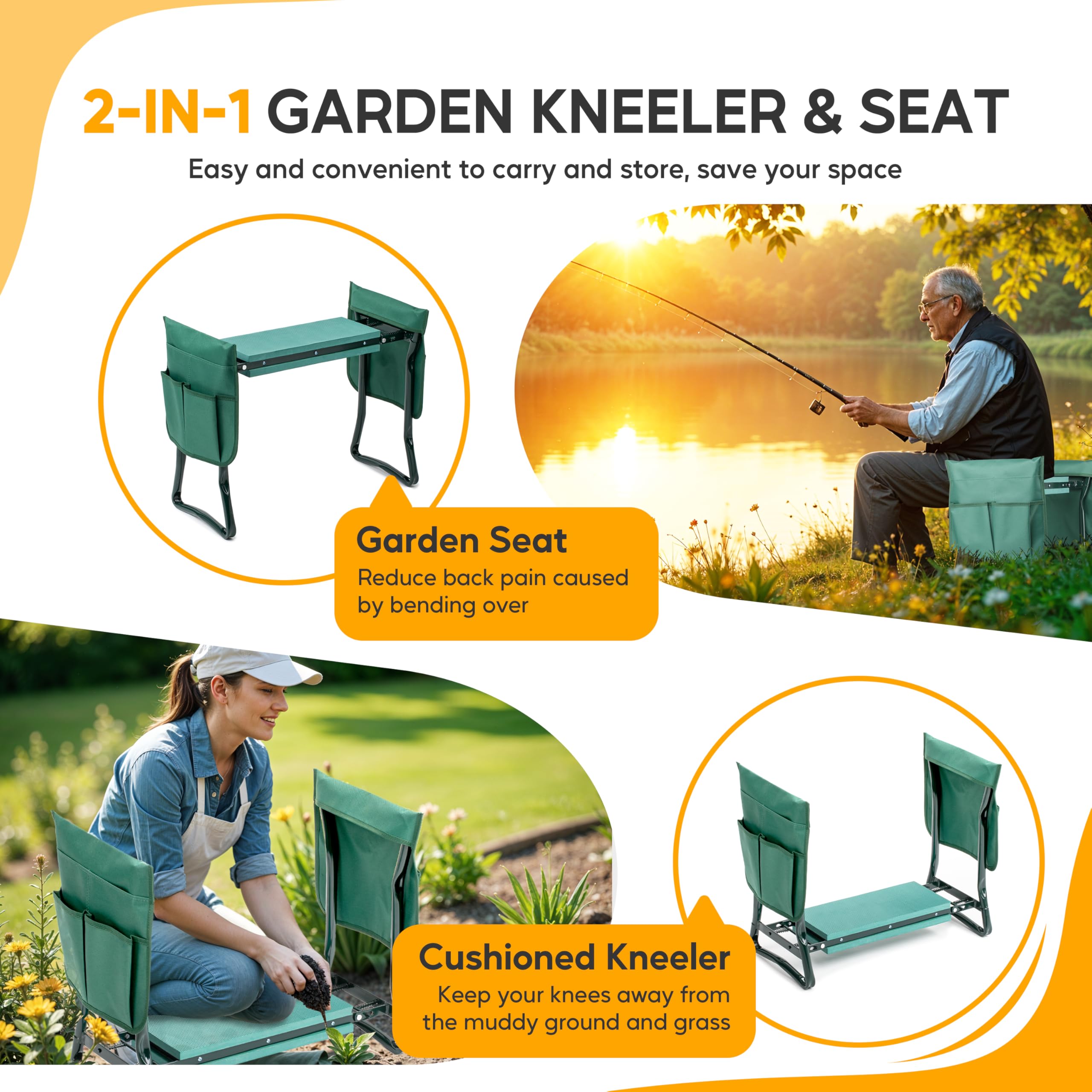 Foto 5 pulgar | Reclinatorio Y Asiento De Jardín Simple Deluxe, Plegable, Verde - Venta Internacional.