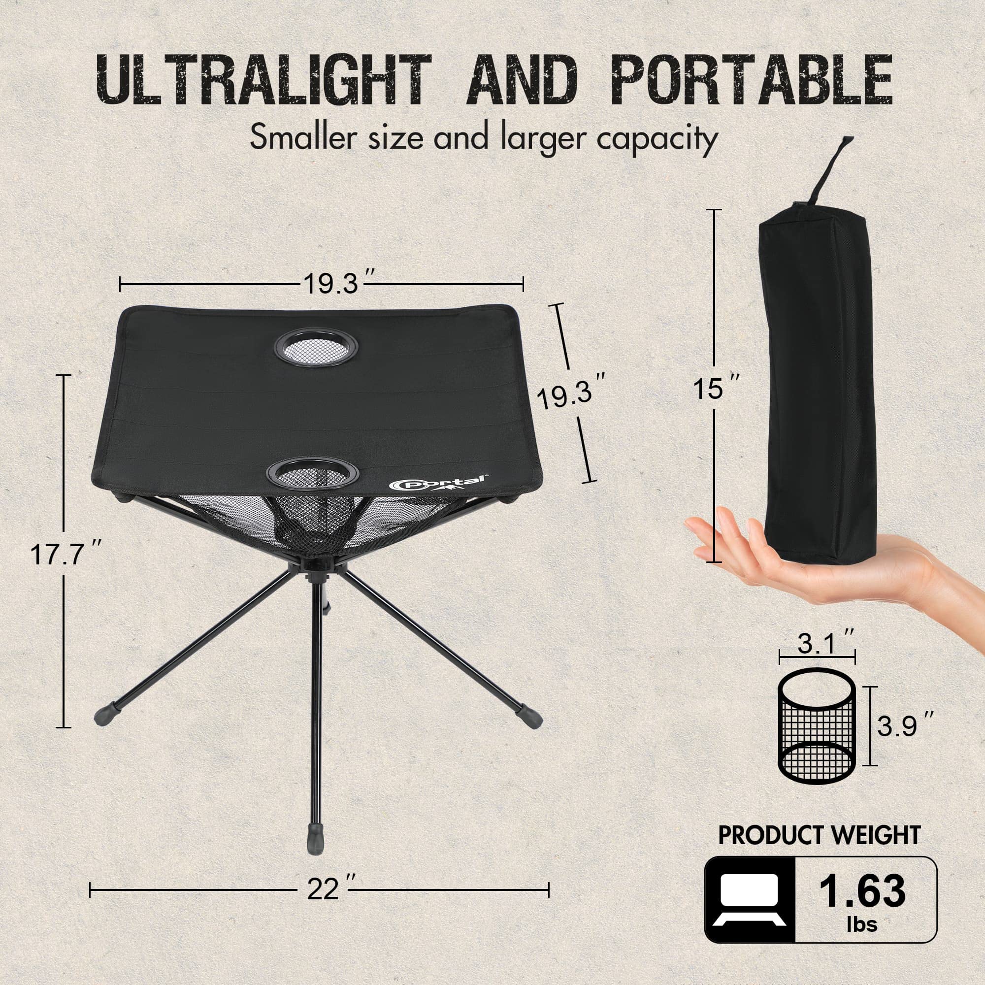 Foto 3 | Mesa De Camping Portal Ultralight Compact Aluminium Black - Venta Internacional.