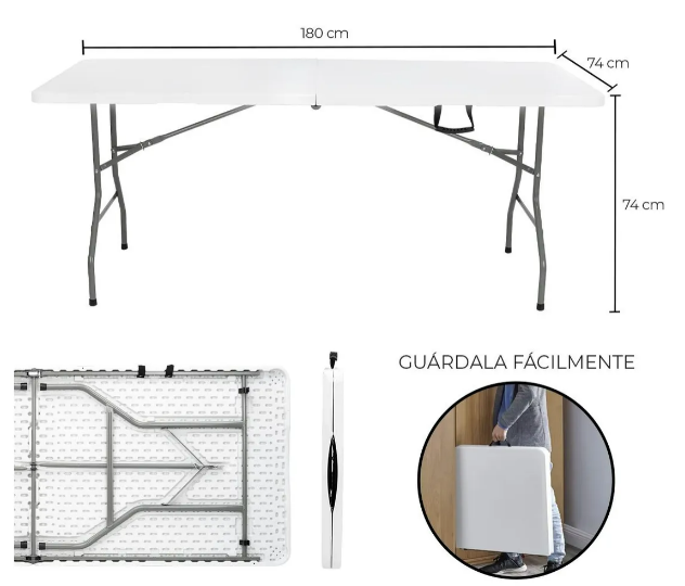 Foto 3 pulgar | Xtellar Mesa Portátil Plegable Premium Para Jardín Y Eventos Familiares 1.80m