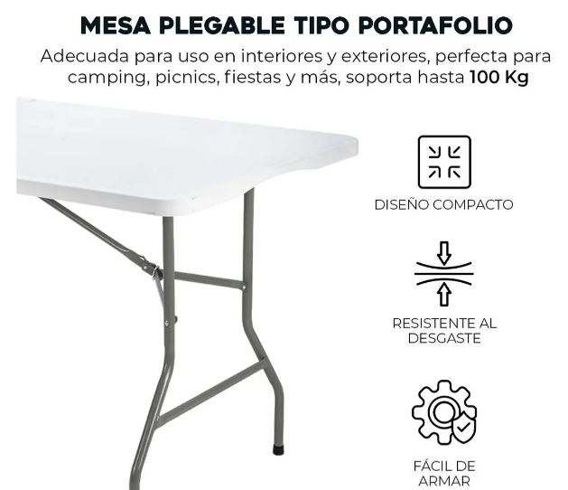 Foto 4 pulgar | Xtellar Mesa Portátil Plegable Premium Para Jardín Y Eventos Familiares 1.80m