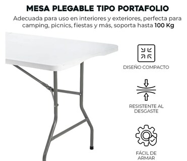 Foto 3 | Xtellar Mesa Portátil Plegable Premium Para Jardín Y Eventos Familiares 1.80m