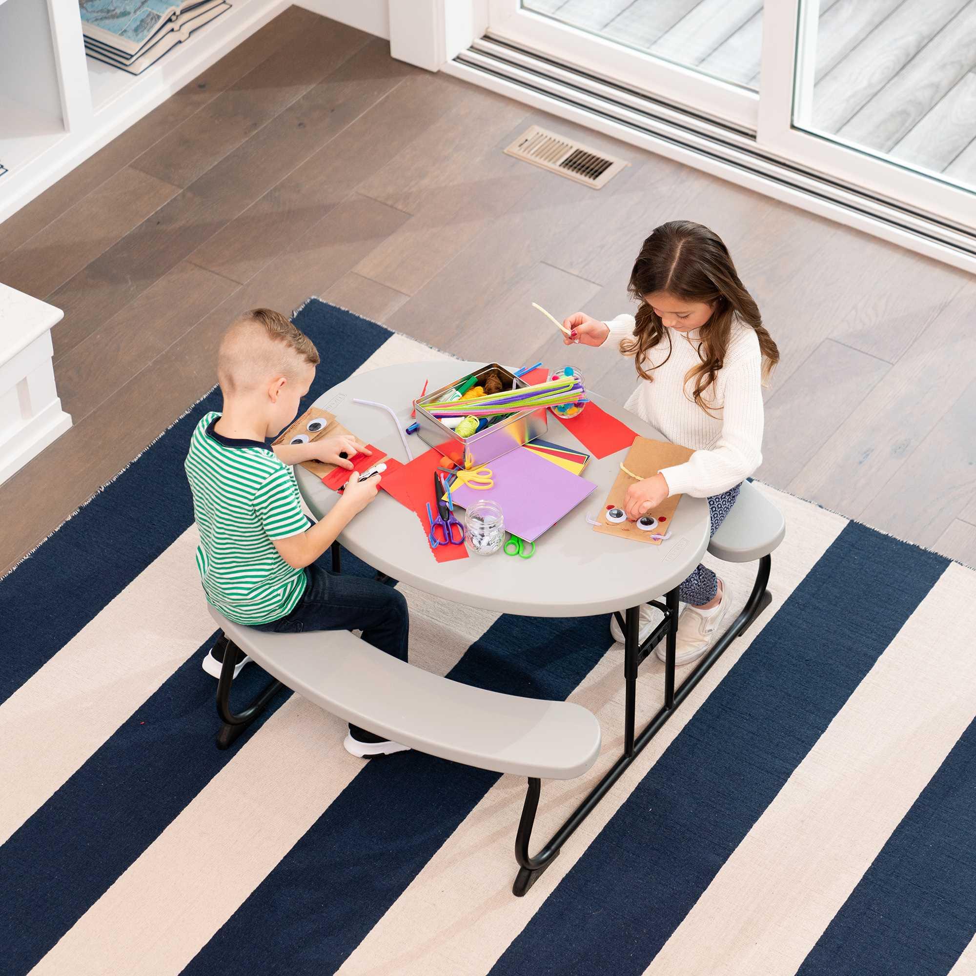 Foto 4 pulgar | Mesa Infantil Lifetime Ovalada Plegable Blanco