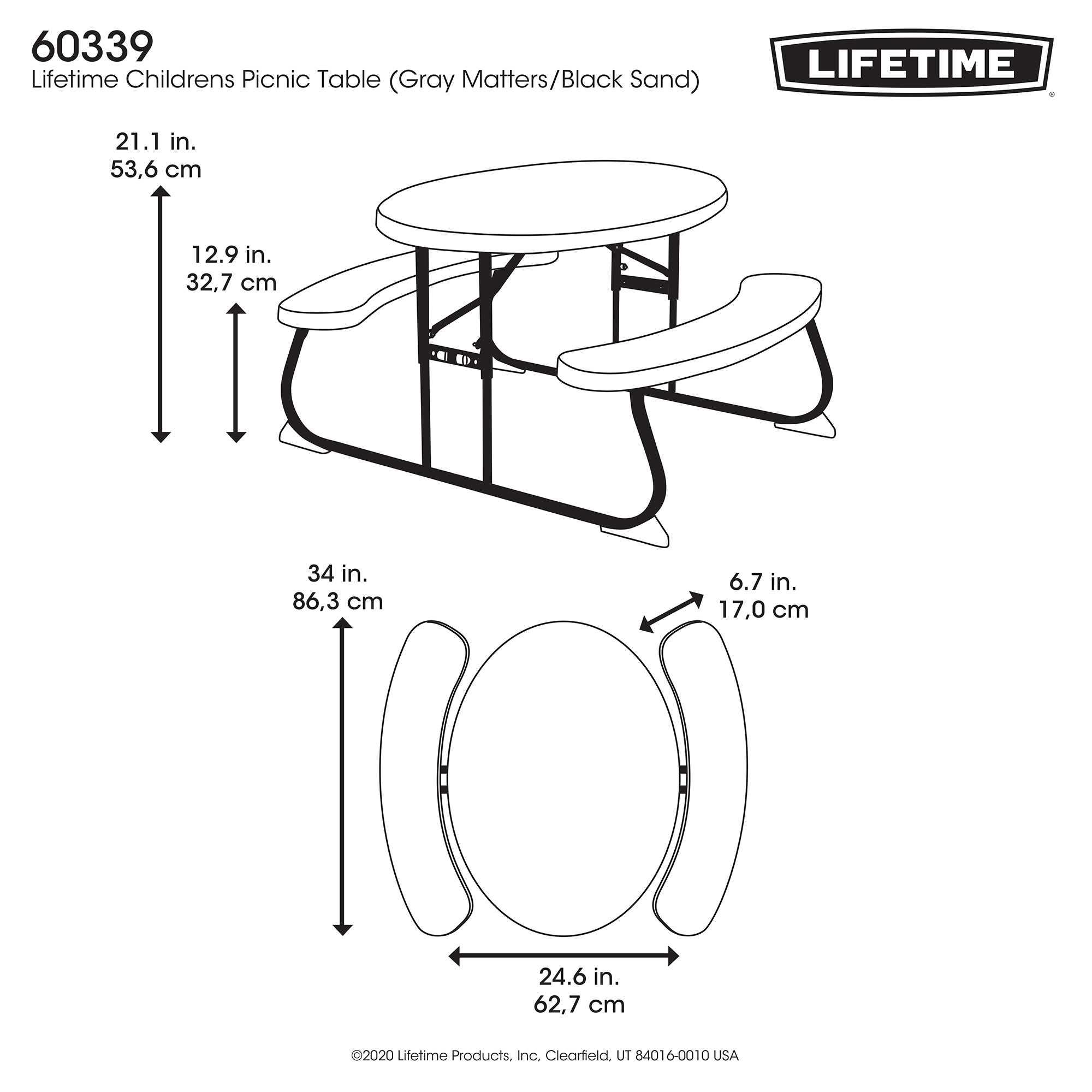 Foto 6 pulgar | Mesa Infantil Lifetime Ovalada Plegable Blanco