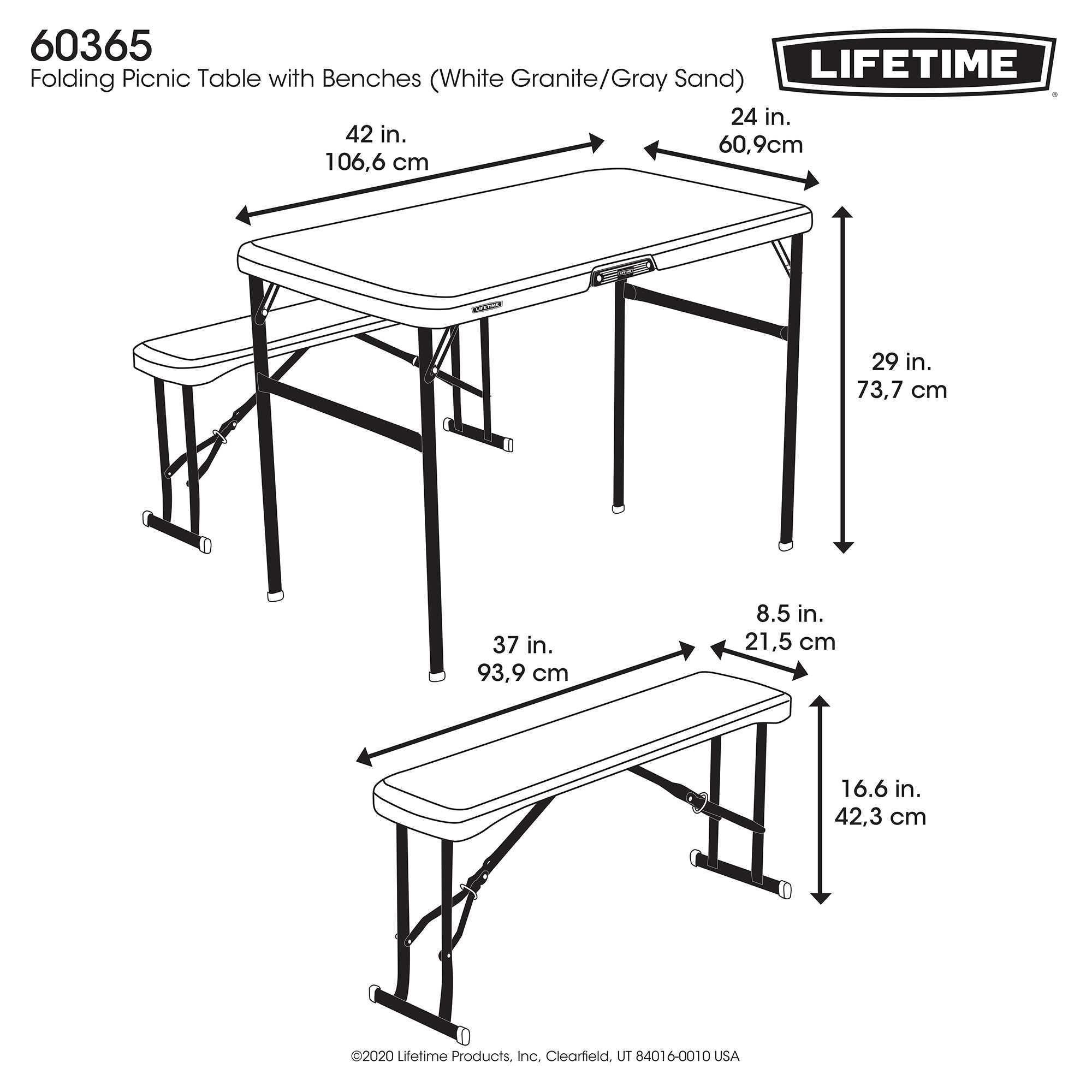 Foto 6 pulgar | Mesa De Picnic De 1.06m Con 2 Bancas Lifetime