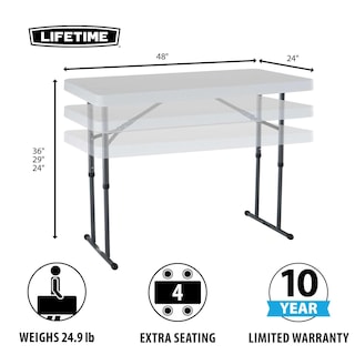 Foto 2 | Mesa Plegable Rectangular 1.22m Ajustable Blanca Lifetime