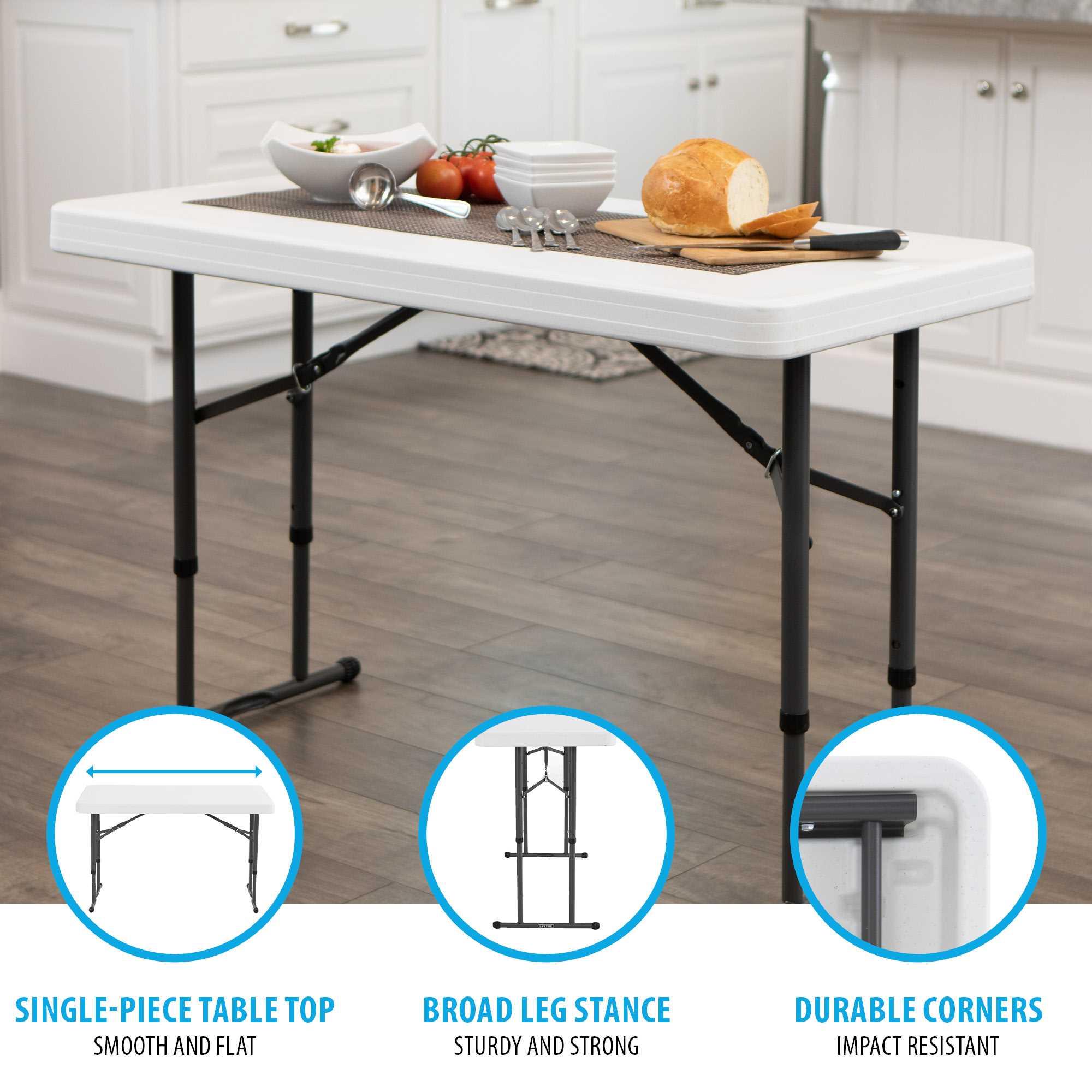 Foto 5 pulgar | Mesa Plegable Rectangular 1.22m Ajustable Blanca Lifetime