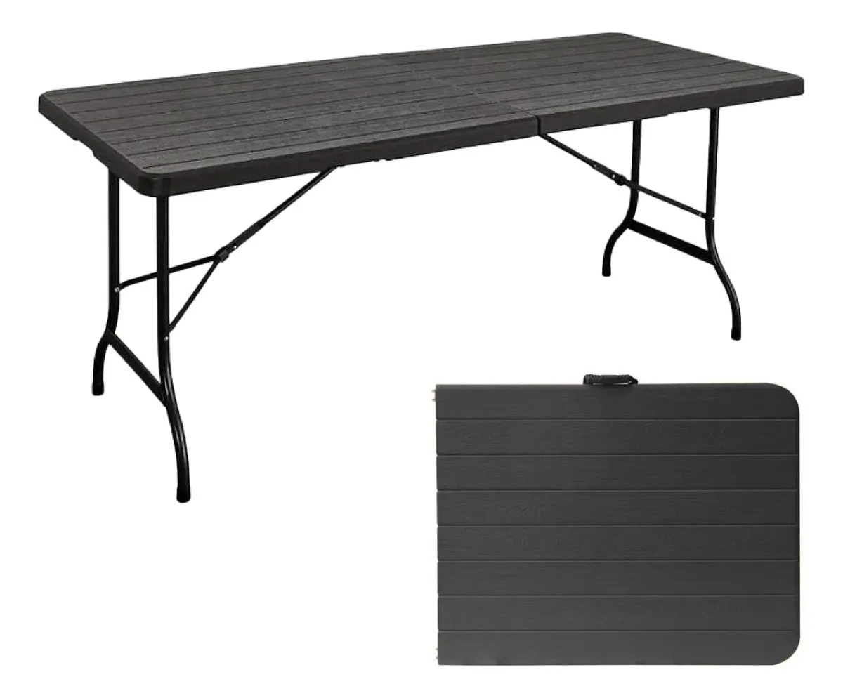 Foto 2 pulgar | Mesa Plegable De Plástico Estilo Madera 1.80cm