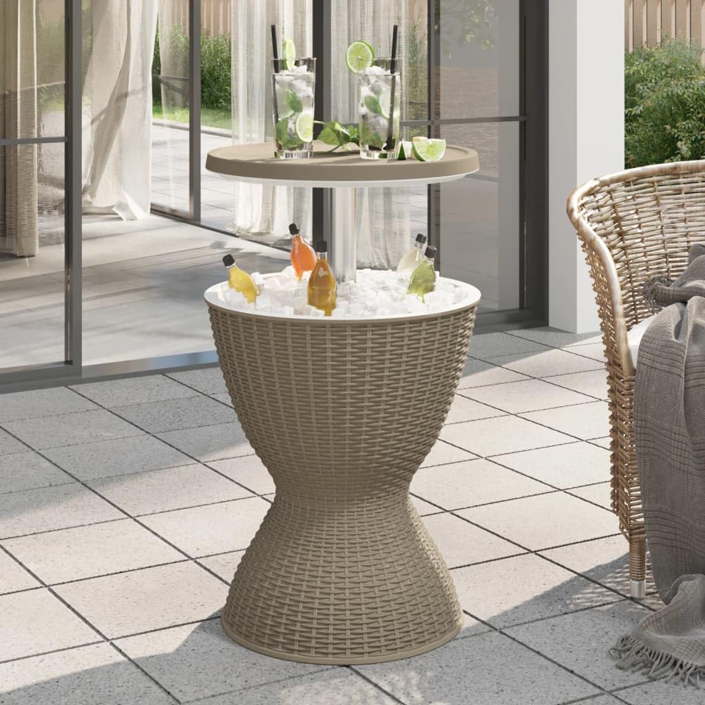 Foto 3 pulgar | Mesa De Patio Para Exteriores Vidaxl 3 En 1 Con Enfriador De Hielo  Color Marrón Claro - Venta Internacional.