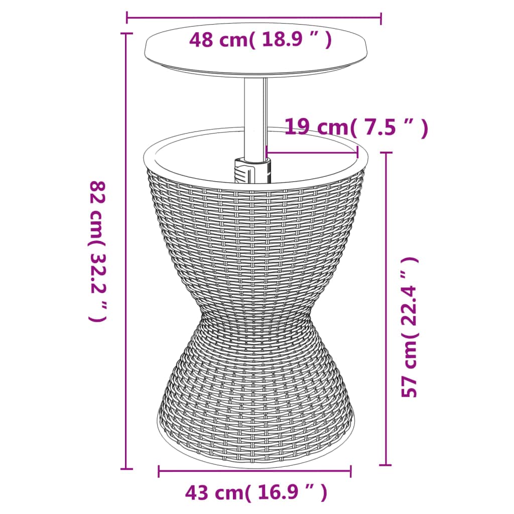 Foto 8 pulgar | Mesa De Patio Para Exteriores Vidaxl 3 En 1 Con Enfriador De Hielo  Color Marrón Claro - Venta Internacional.