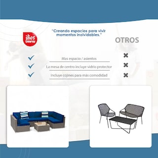 Foto 8 | Juego De Sala Esquinera Para Jardín De Mimbre Ilios Innova Exteriores Para 6