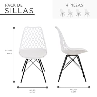 Foto 8 | Sillas EKE Life Home Modernas Pvc Blancas 4 Piezas