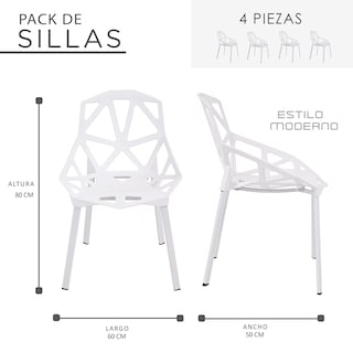 Foto 8 | Set de Sillas Eke Life Home Blancas 4 Piezas
