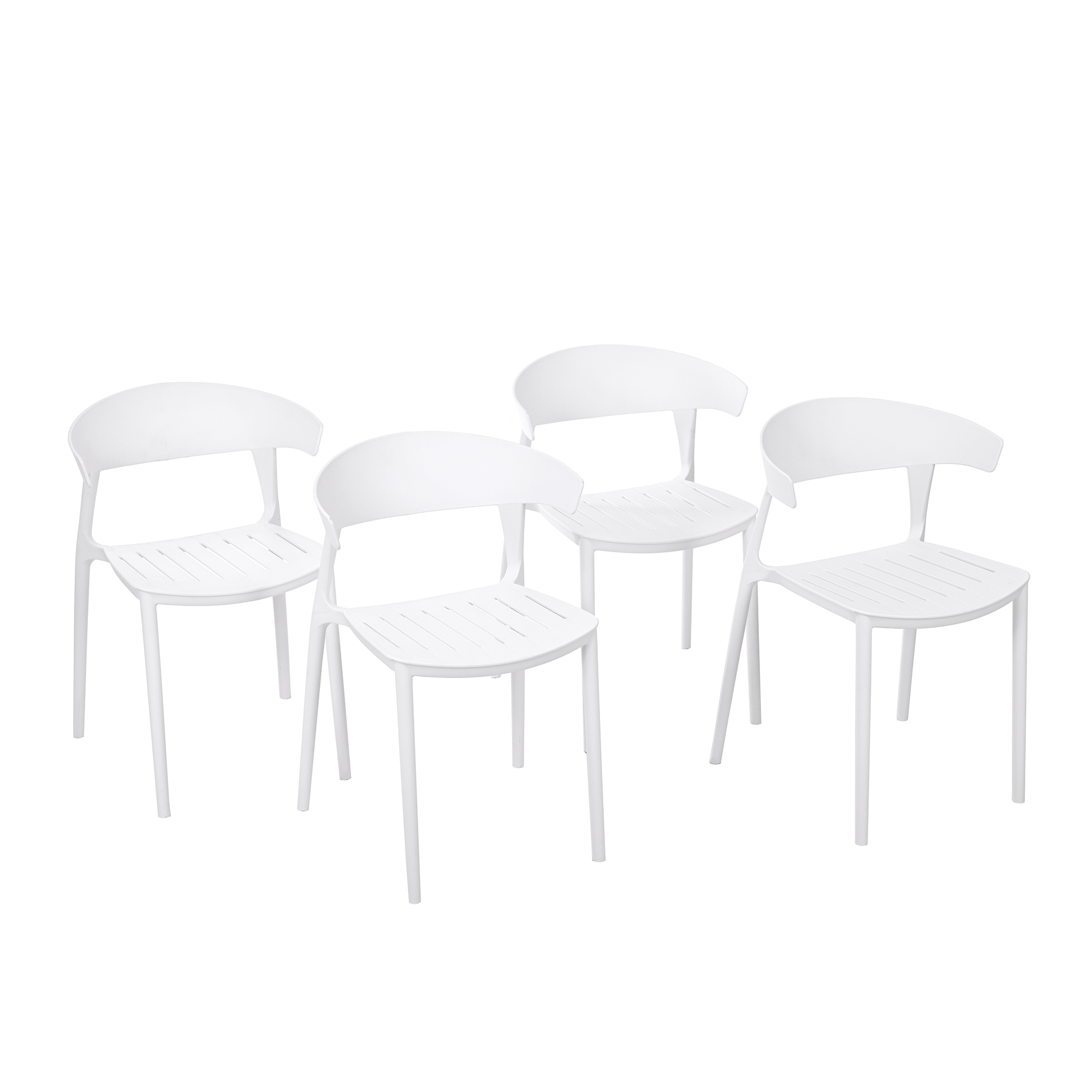 Set 4 Sillas Comedor Apilables Plástico Interior Exterior Blanco Eke