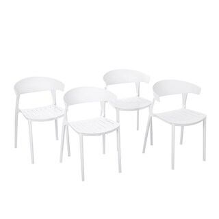 Foto 1 | Set 4 Sillas Comedor Apilables Plástico Interior Exterior Blanco Eke
