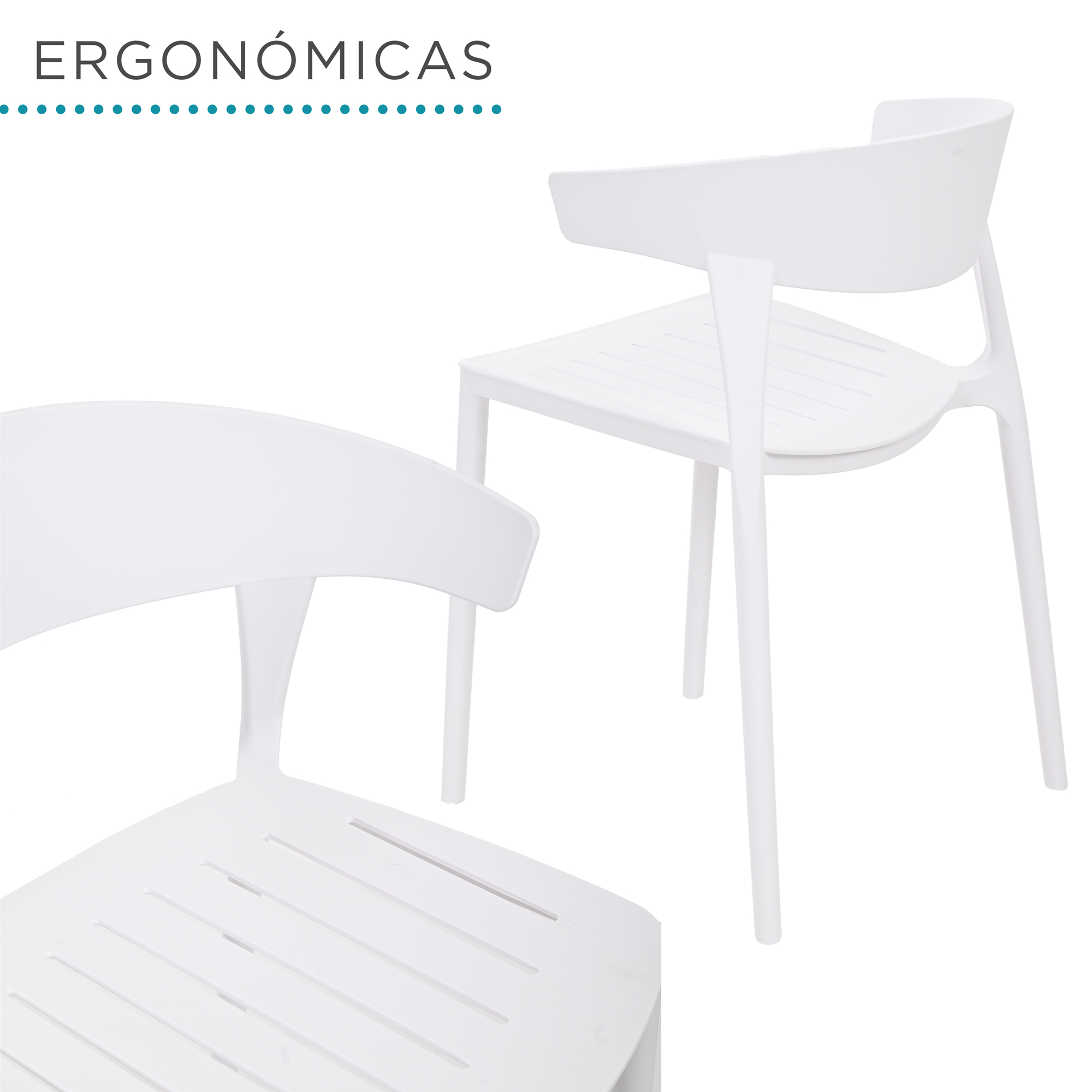 Foto 4 | Set 4 Sillas Comedor Apilables Plástico Interior Exterior Blanco Eke