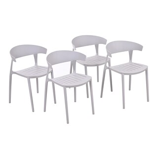 Foto 1 | Set 4 Sillas Comedor Apilables Plástico Interior Exterior Gris Eke