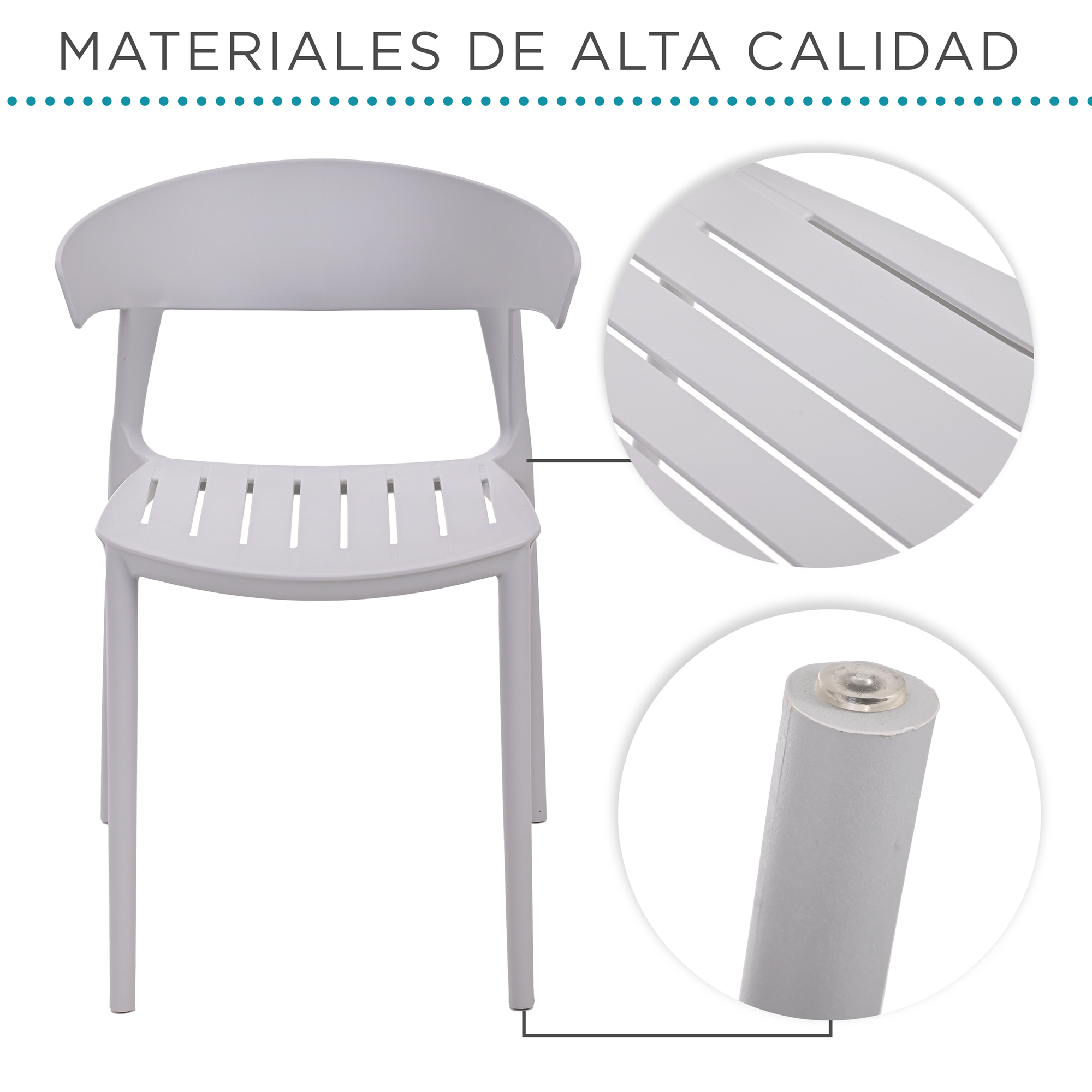 Foto 5 pulgar | Set 4 Sillas Comedor Apilables Plástico Interior Exterior Gris Eke