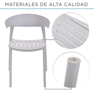 Foto 4 | Set 4 Sillas Comedor Apilables Plástico Interior Exterior Gris Eke