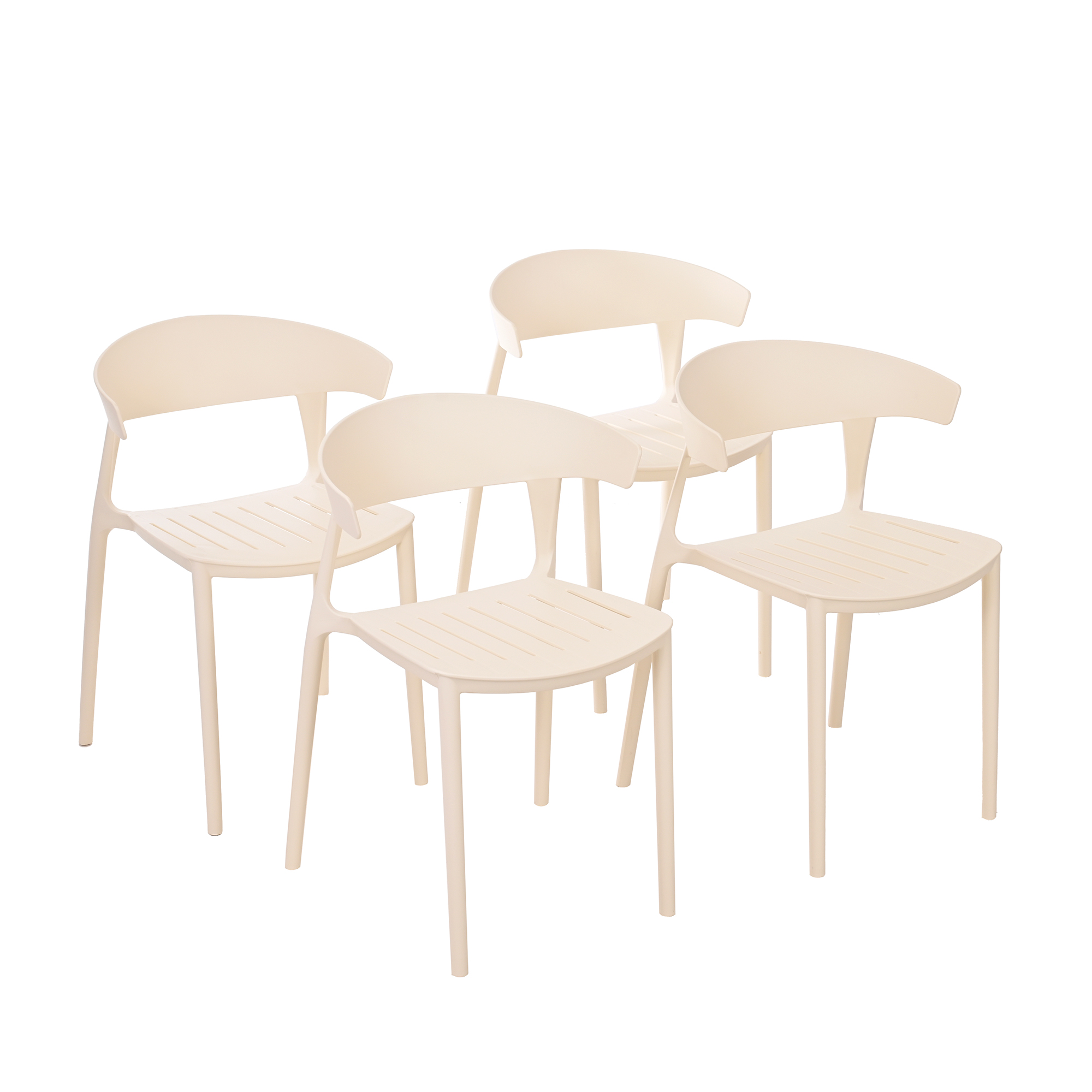 Set 4 Sillas Comedor Apilables Plástico Interior Exterior Beige Eke