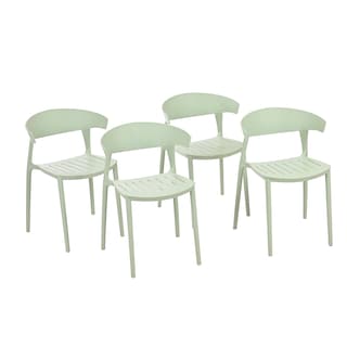 Foto 1 | Set 4 Sillas Comedor Apilables Plástico Interior Exterior Verde Eke