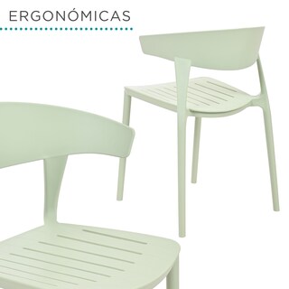 Foto 5 | Set 4 Sillas Comedor Apilables Plástico Interior Exterior Verde Eke