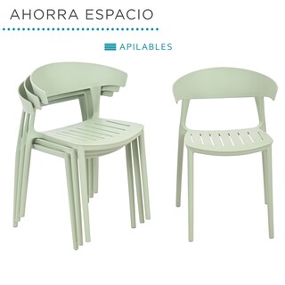 Foto 6 | Set 4 Sillas Comedor Apilables Plástico Interior Exterior Verde Eke