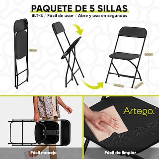 Foto 2 | Silla Plegable de Plástico Artego 5 Piezas