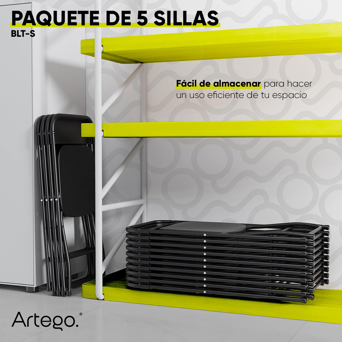 Foto 5 pulgar | Silla Plegable de Plástico Artego 5 Piezas