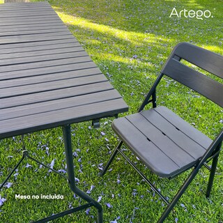 Foto 5 | Silla Plegable Acabado Tipo Madera Plástico Hdpe Ligera Folding Chair Compacta Para Terraza Jardín Eventos Paque