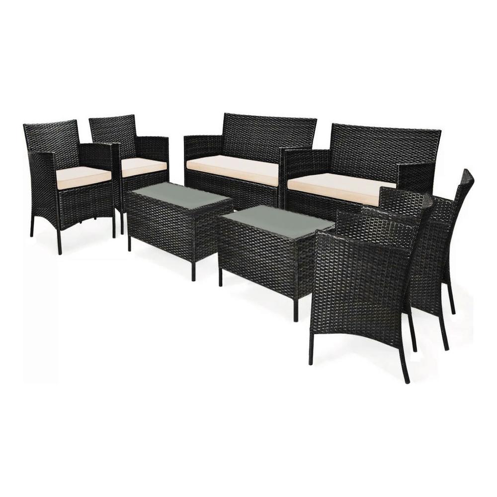 Foto 1 | Juego De Sala 8 Piezas Jardin Exterior Tipo Rattan + Cojines