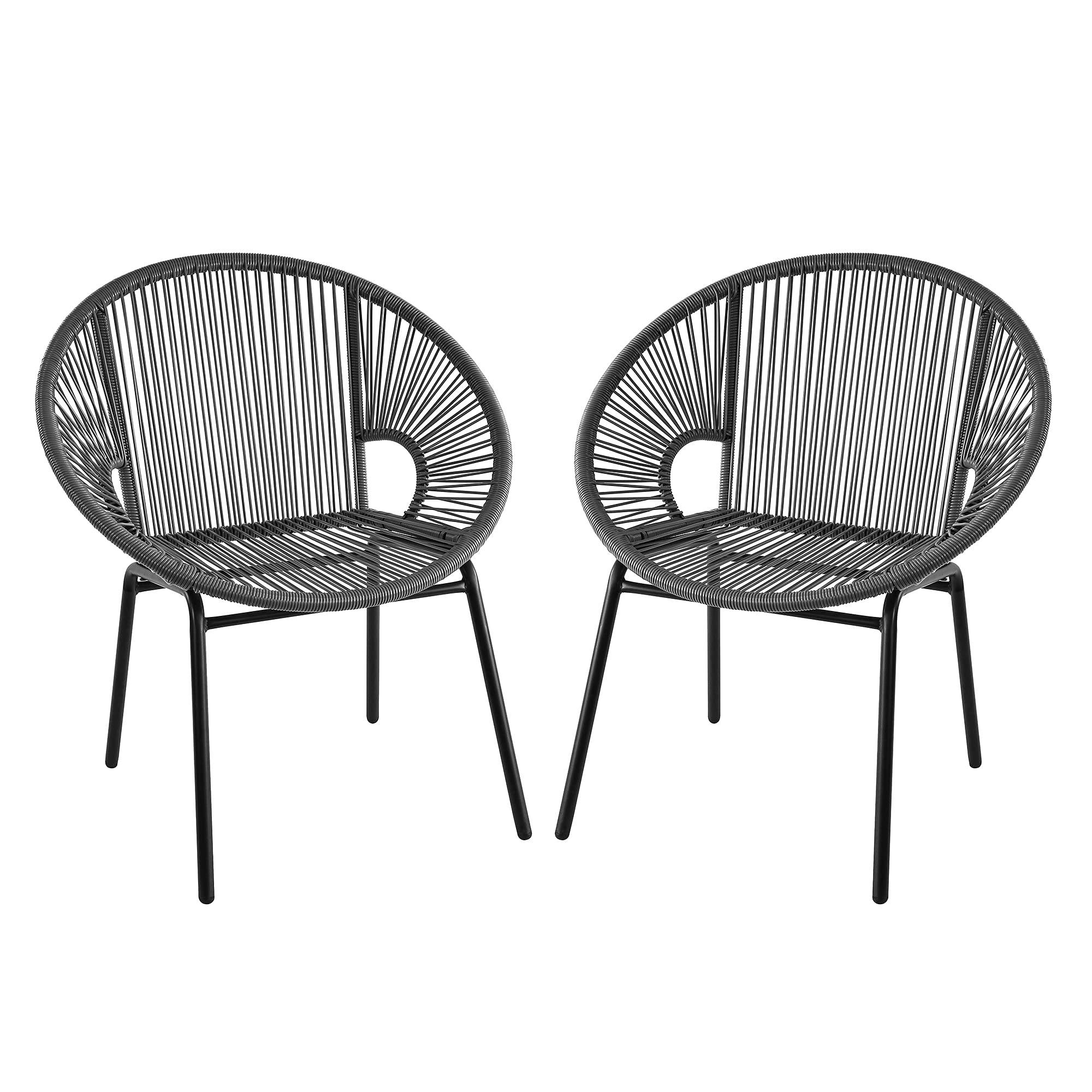Silla De Club Al Aire Libre Amazon Basics Para Todo Tipo De Clima, Mimbre Sintético, Paquete De 2 - Venta Internacional